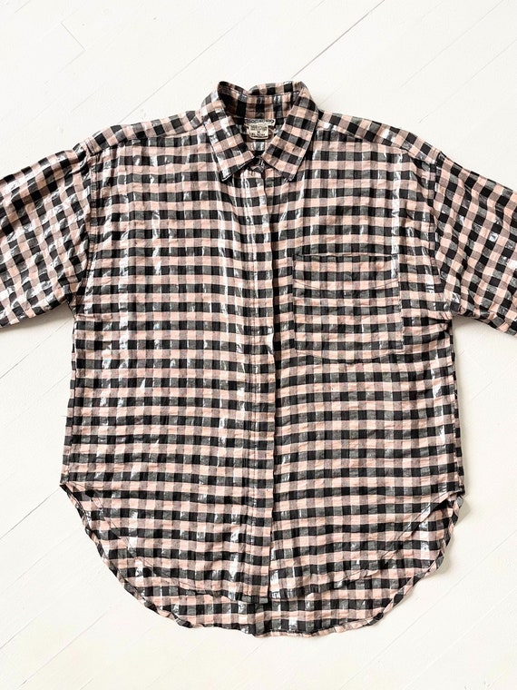 1980s Metallic Plaid Shirt - image 3