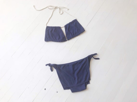 Vintage Blue Cotton Bikini