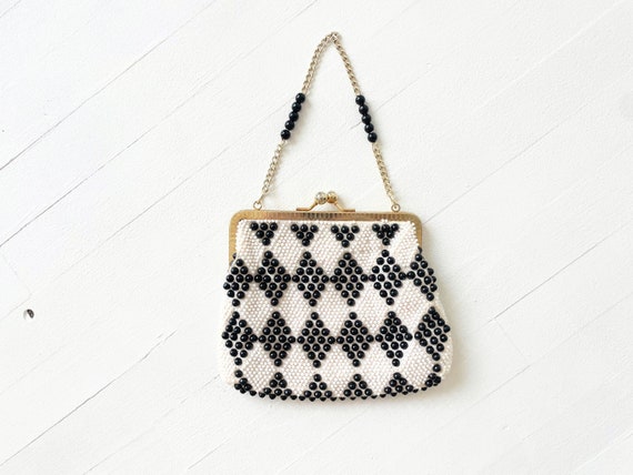 1960s Black + White Beaded Bag - image 4