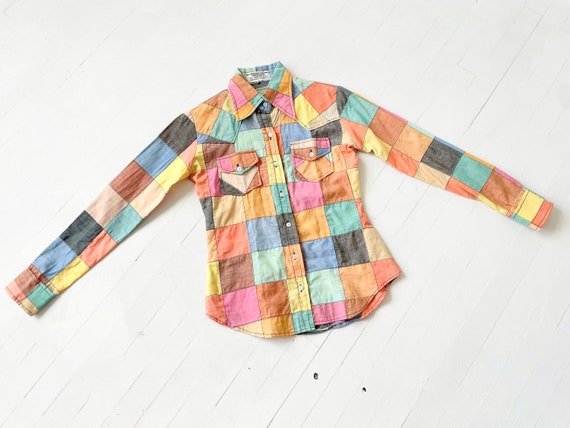 1970s Patchwork Dagger Collar Shirt - image 7