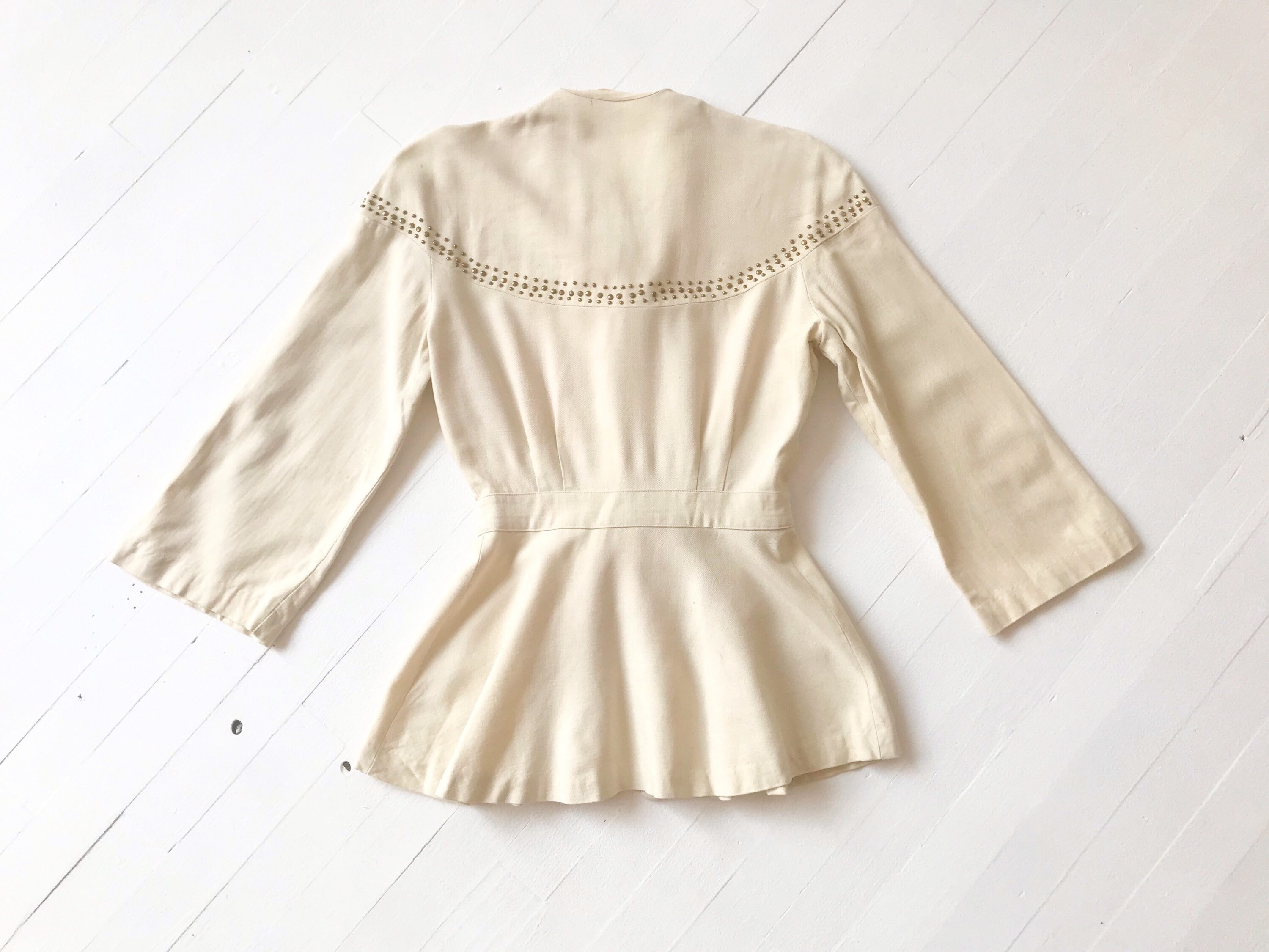 1940s Cream Studded Bow Jacket | Etsy