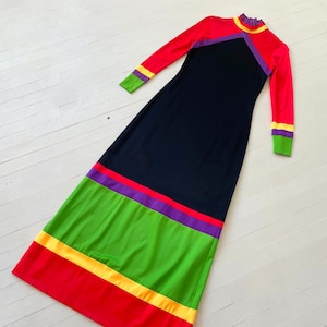 1970s Giorgio Sant Angelo Colorblock Gown