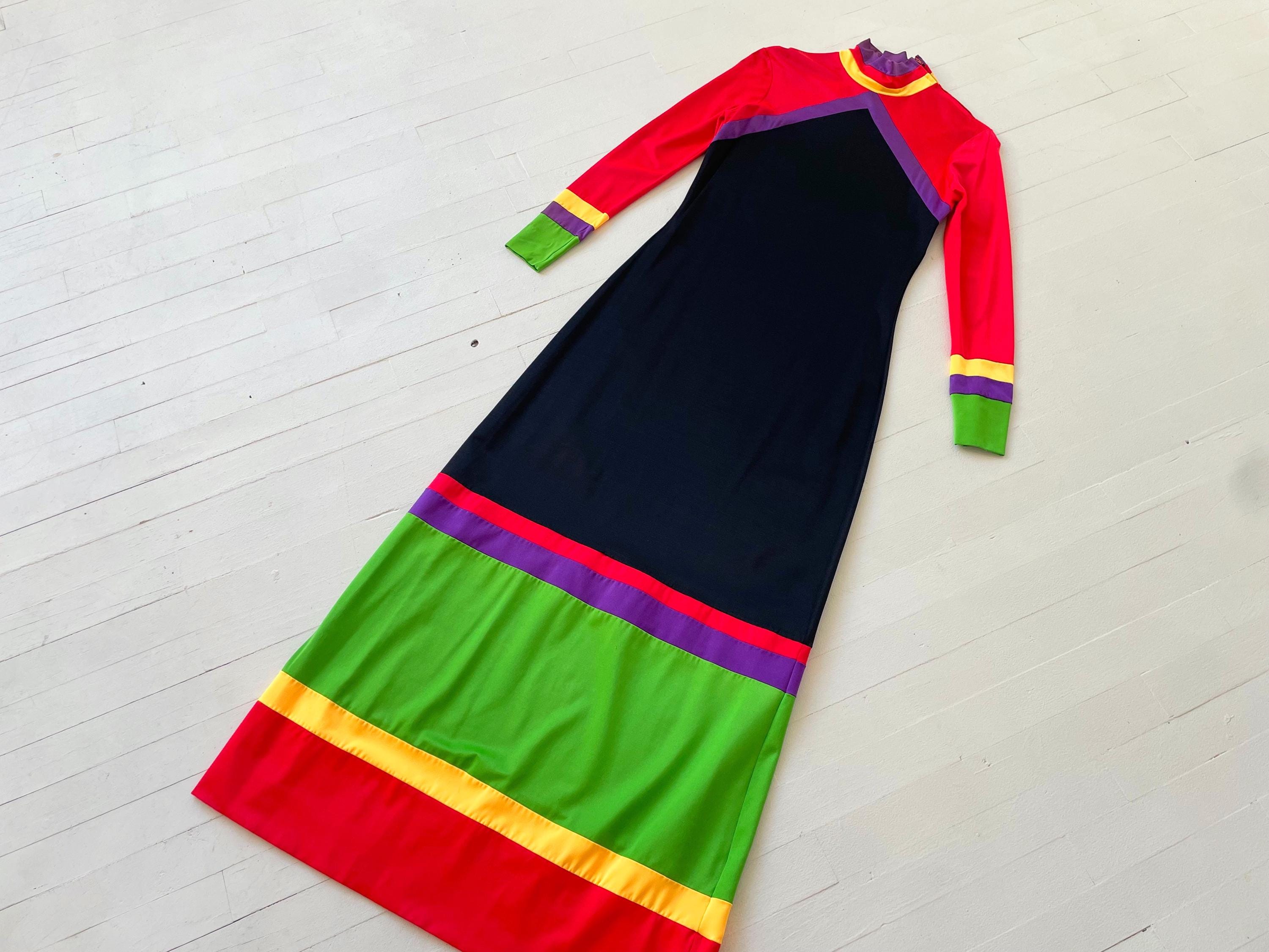 1970s Giorgio Sant Angelo Colorblock Gown