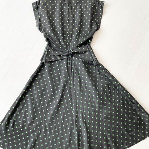 1940s Black Taffeta Polka Dot Dress image 5