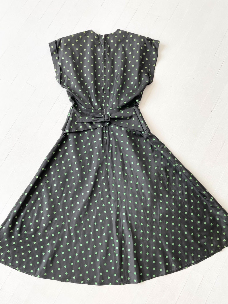1940s Black Taffeta Polka Dot Dress image 5