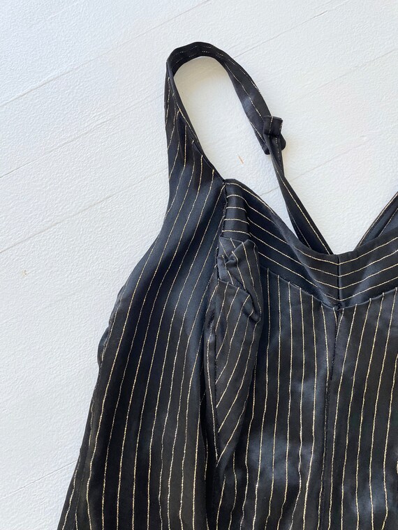 1970s Metallic Striped Black Halter Neck Swimsuit - image 2