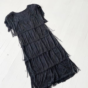 Vintage zwarte jurk met franje