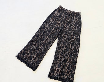 1960s Beaded + Sequin Black Lace Pants