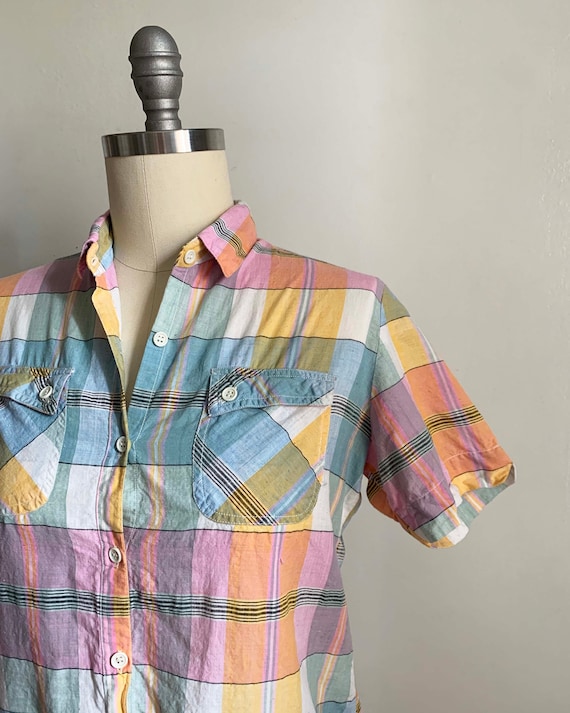 Vintage Indian Cotton Plaid Shirt - image 2