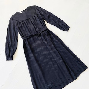 1980s Black Silk Polka-Dot Dress