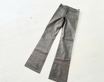 Chrome Hearts Gunmetal Grey Leather Fleur Pants