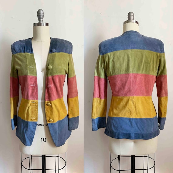 1990s Salvatore Ferragamo Rainbow Suede Jacket