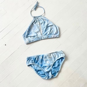 1970s Blue Tie-Dye Bikini Set