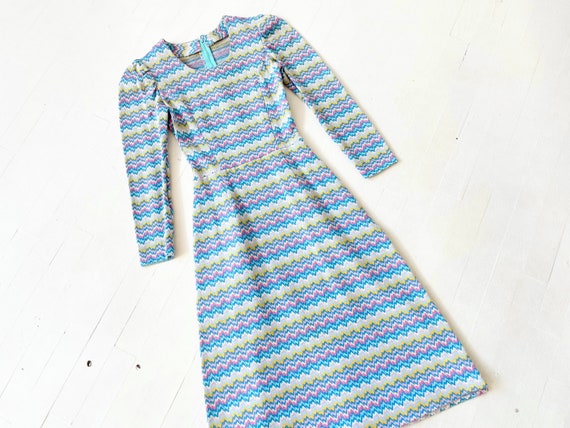 1970s Zigzag Print Knit Dress