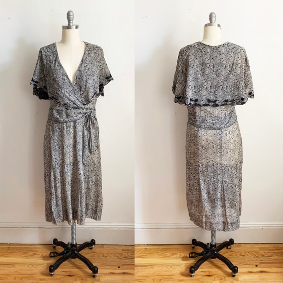 1930s Cotton Voile Cape Dress