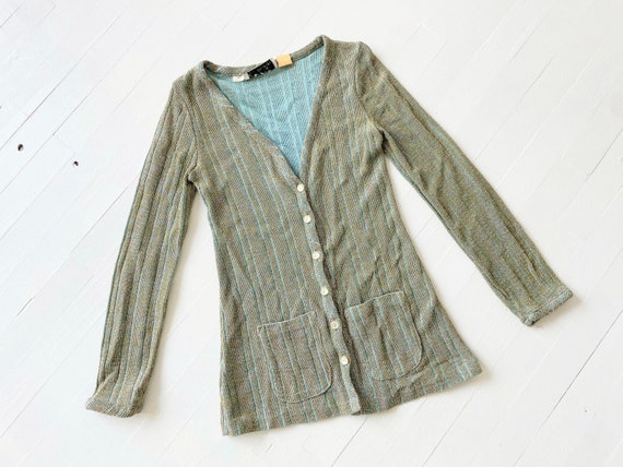 1960s Striped Metallic Cardigan - image 1