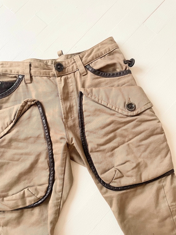 Y2K Dsquared Leather Trim Cargo Pants - Etsy