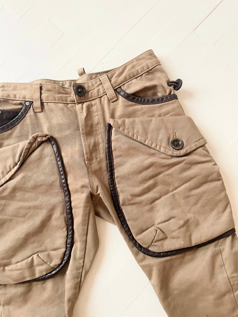 Y2K DSquared Leather Trim Cargo Pants image 2