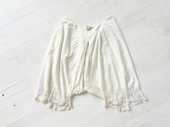 Antique 1910s White Cotton Bloomers - image 1