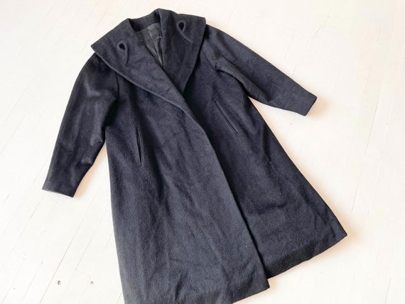 1940s Black Wool Swing Coat with Big Collar - image 4