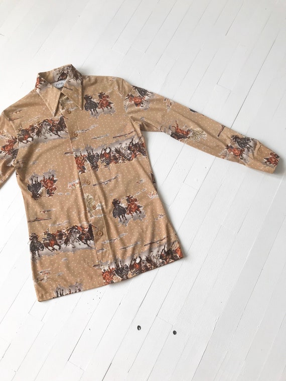 1970s Cowboy Print Shirt