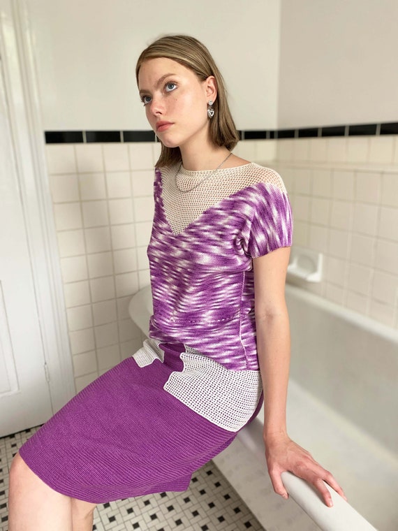 1970s Purple Space Dye Knit Two Piece