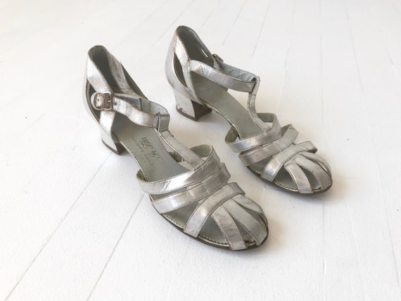 1930s Silver T-Bar Cage Shoes