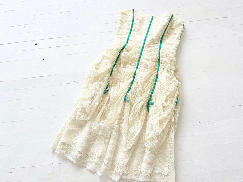 Vintage Betsey Johnson Ruched Lace Strapless Dress image 8