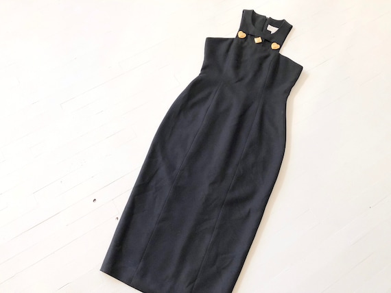 1990s Embellished Black Cage Dress