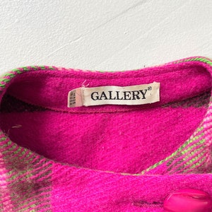 Vintage Pink Green Plaid Wool Coat with Fringe image 7