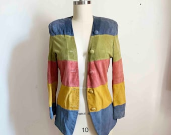 Chaqueta de ante arcoíris Salvatore Ferragamo de los años 90
