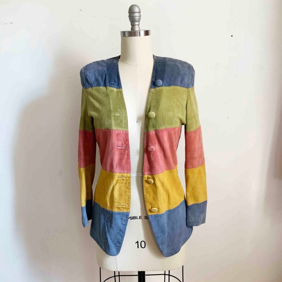 1990s Salvatore Ferragamo Rainbow Suede Jacket - Etsy Denmark