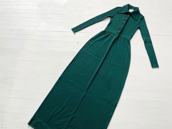 1970s Forest Green Wool Maxi Dress - image 8