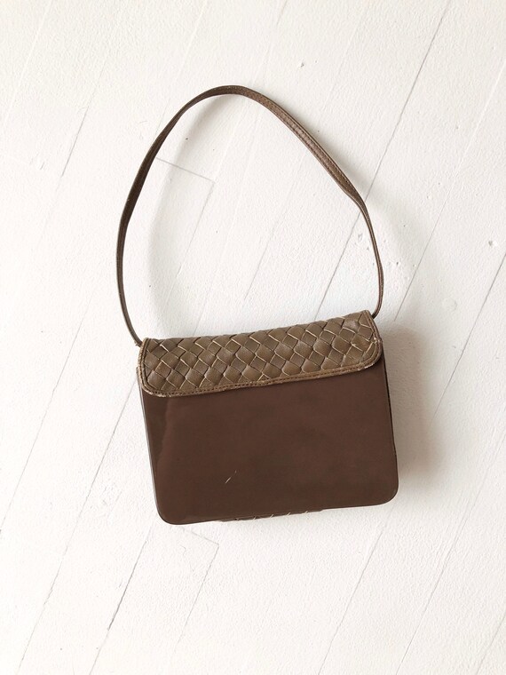 1970s Italian Brown Woven Leather + Plexiglass Bag - image 5