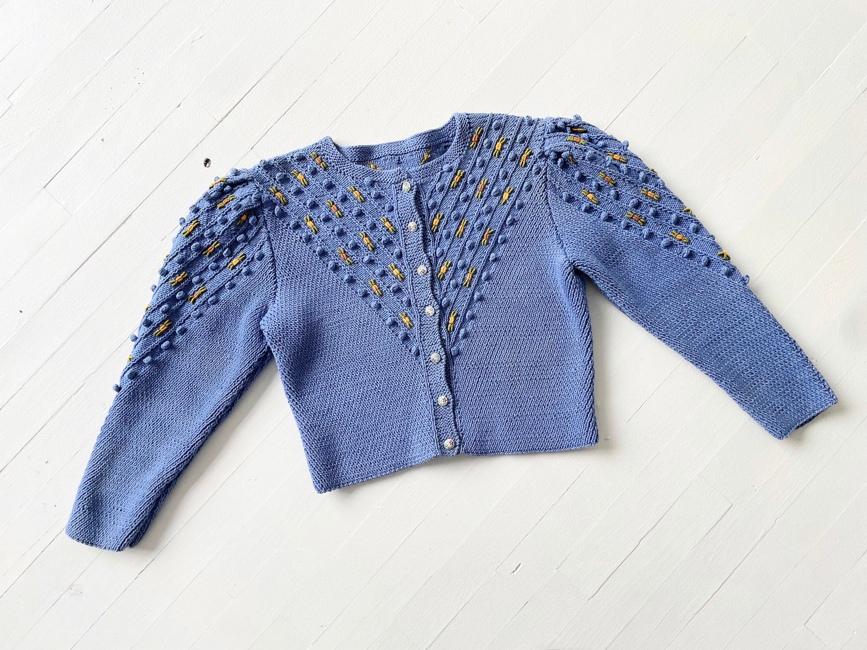 Vintage Pom Pom Cardigan - Etsy
