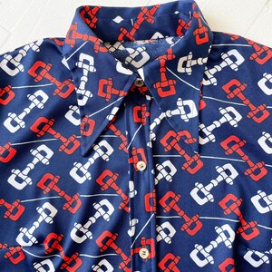 1970s Horsebit Print Navy Shirt image 2