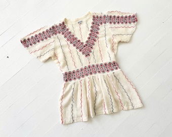 1970s Embroidered Indian Cotton Gauze Top