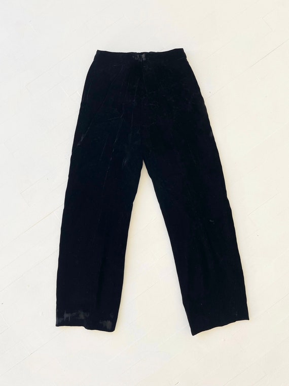 Vintage High Waist Black Velvet Pants - image 2