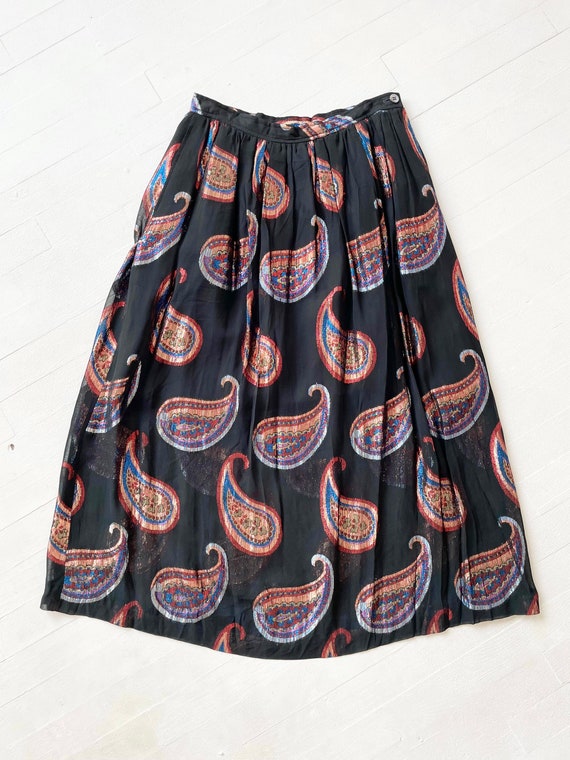 1980s Lamé Paisley Skirt - image 3