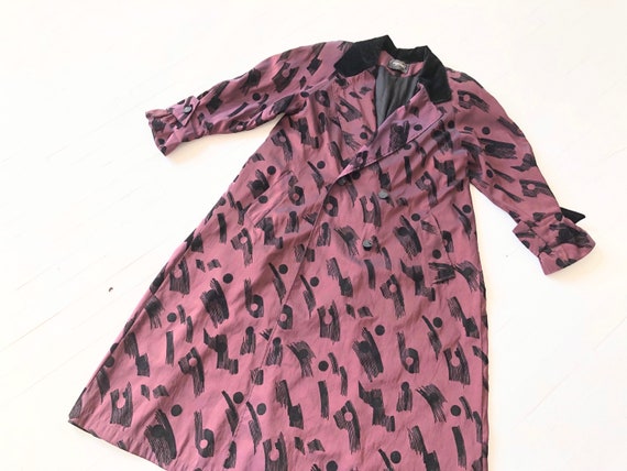 1980s Abstract Purple Trench Coat