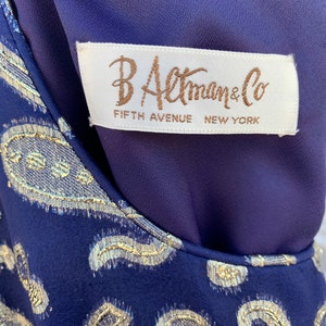 1960s B Altman Blue and Gold Hostess Gown image 4