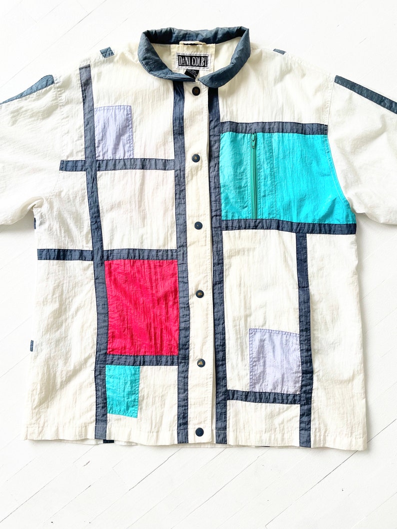 1980s White Mondrian Color-block Jacket image 3