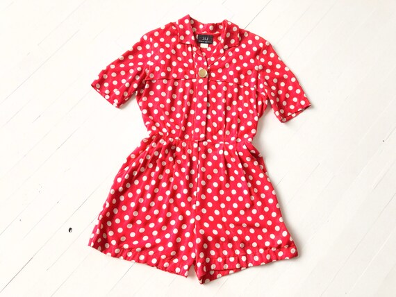 1980s Red Polka Dot Romper