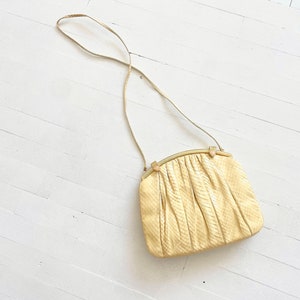 1990s Judith Leiber Pale Yellow Snakeskin Bag