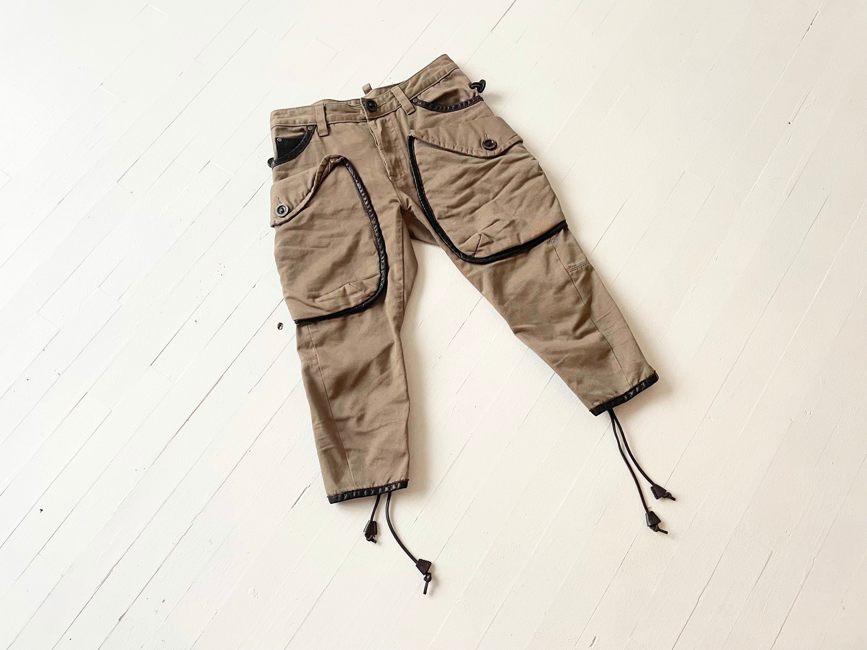Y2K Dsquared Leather Trim Cargo Pants - Etsy
