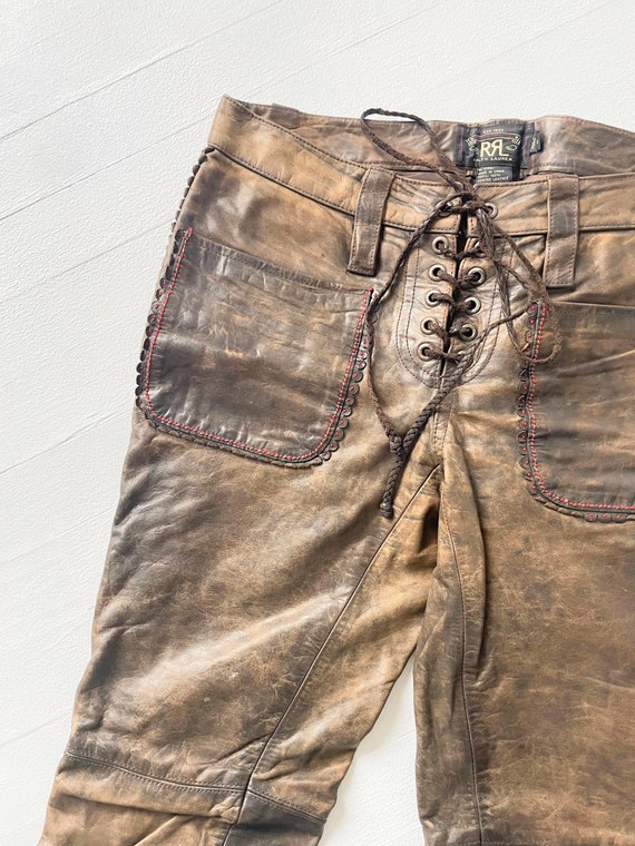 Vintage Ralph Lauren Lace-up Western Embroidered Brown Vintage Ralph Lauren Lace-up Western Embroidered Brown