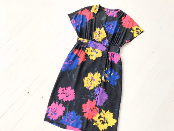 1980s Emanuel Ungaro Silk Floral Dress