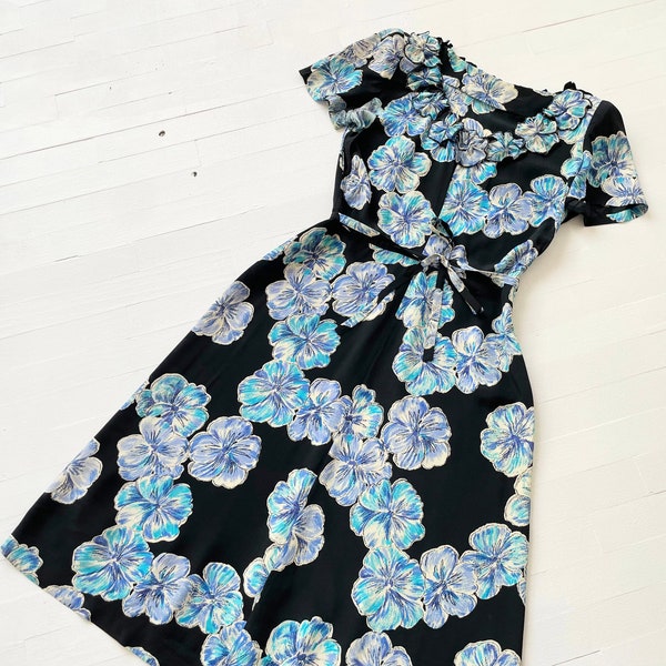 1940s Floral Print Dress | XS/S