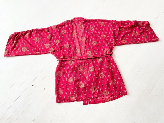 1970s Red Block Print Indian Cotton Gauze Jacket - image 6