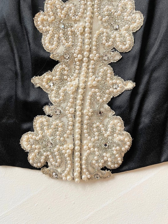 1970s Embellished Black Satin Dress with Balloon … - image 6